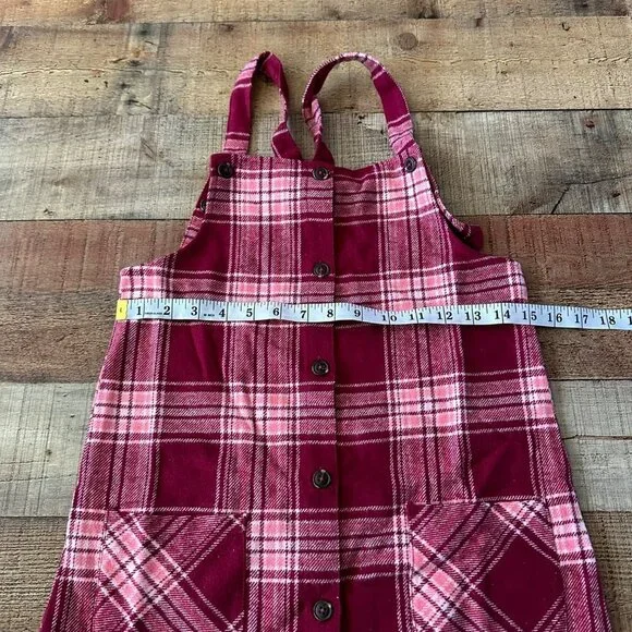 FabKids pinafore skirtall you rock plaid beet red -14 - Picture 2 of 8